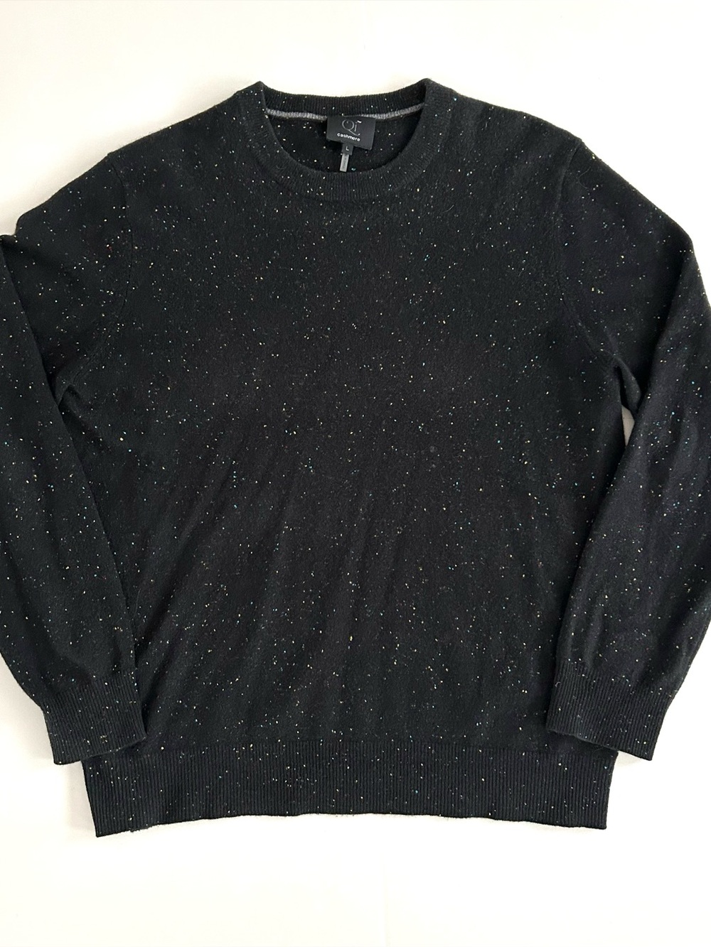 Qi Cashmere Black Multi-Color Speckled Sweater - Size L - Mens